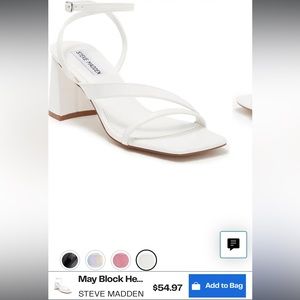 Steve Madden White May Block Heel Sandal Size 5